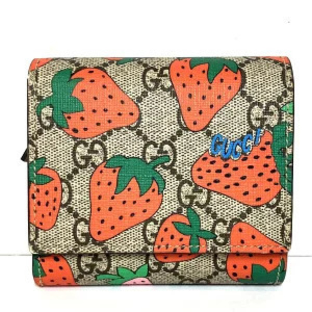 Gucci GG Supreme Strawberry Bi fold Wallet